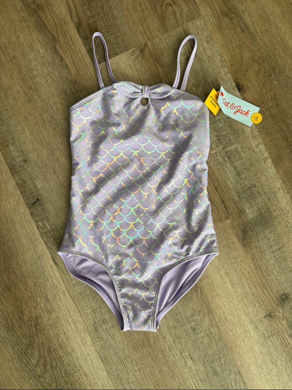 Cat & Jack Lavender Iridescent Mermaid Scale One-Piece Swimsuit